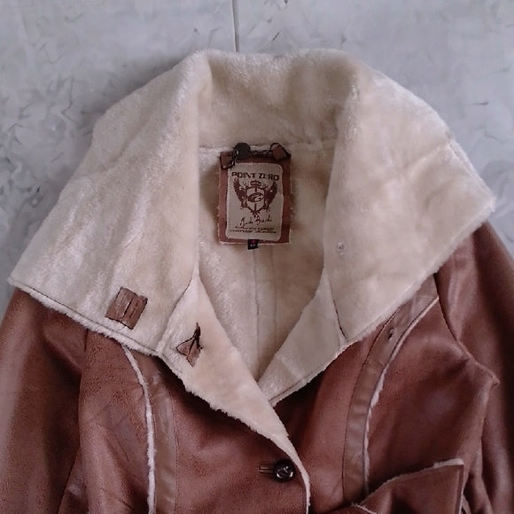 Women's Tan Jacket with Cream Accents Point Zero Nicole Benisti
