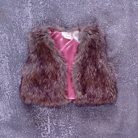 Chic Faux Fur Vest for Kids - Brown and Pink