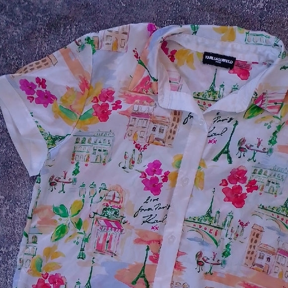 Karl Lagerfeld Paris Colorful Shirt with Paris Print