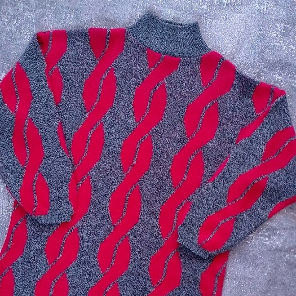 VINTAGE 90s Funky Pattern Turtle Neck Sweater