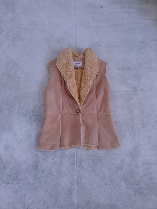 Suede Shearling Lined Vest