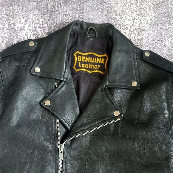 Vintage 1980s Genuine Leather Biker Motorcycle Jacket UNISEX