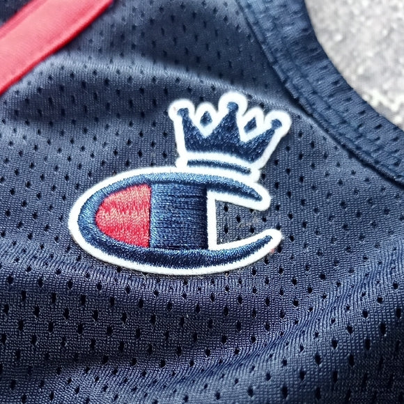 Champion Navy and Red Button-Up Jersey Dress