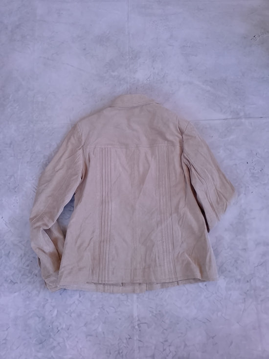 Vintage Beige Suede Button-Front Jacket SEQUENCE