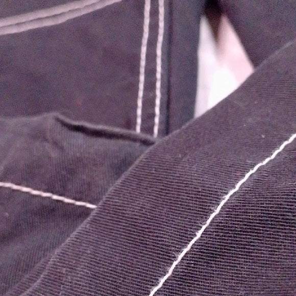Stylish Modern Black Denim Overalls with White Stitching Workwear