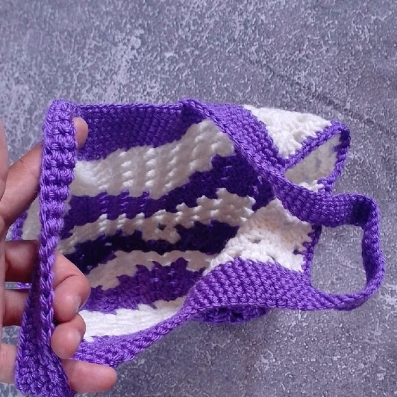 VINTAGE Purple and White Crochet Handmade Made