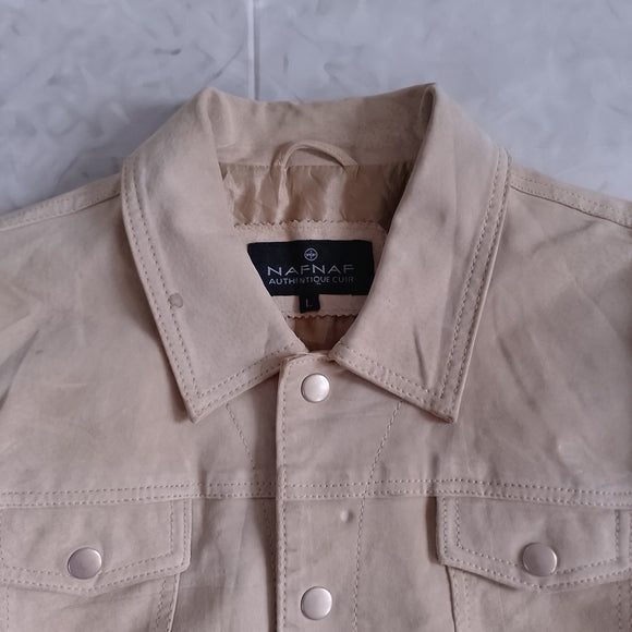 Women’s Beige Suede Trucker Jacket - NAF NAF