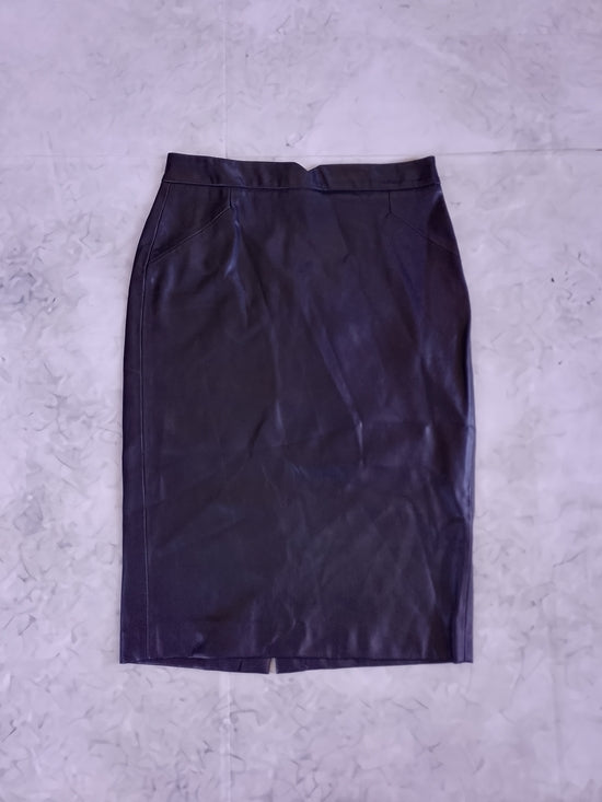 philosophy Black Faux Leather Pencil Skirt