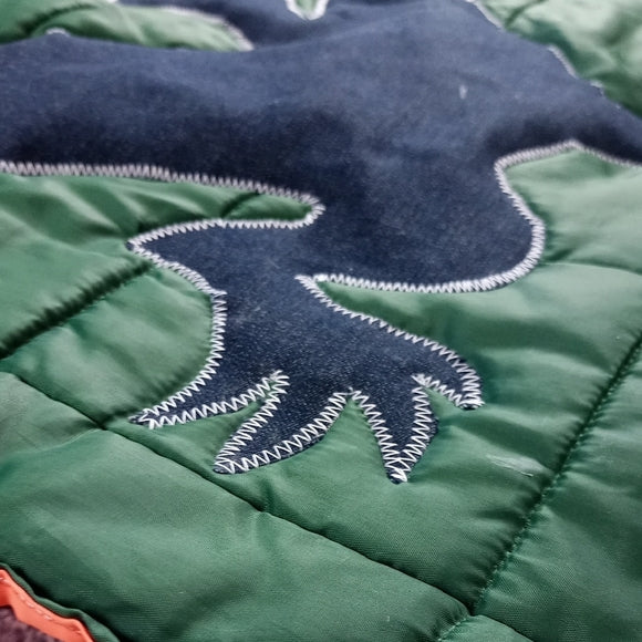 Vintage CUSTOM Green Quilted Vest with Dragon Embroidery