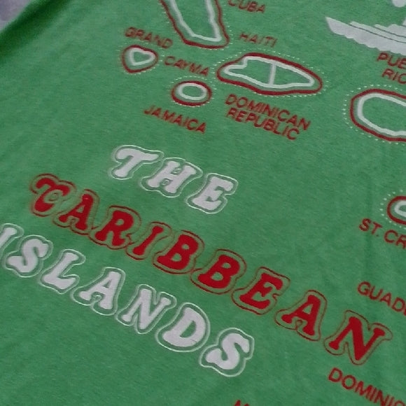 Vintage '90s The Caribbean Islands Graphic T-Shirt SINGLE STITCH V-NECK
