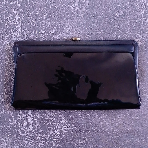 Admiral 1950’s Made in USA Clutch / Purse Black Patent Leather