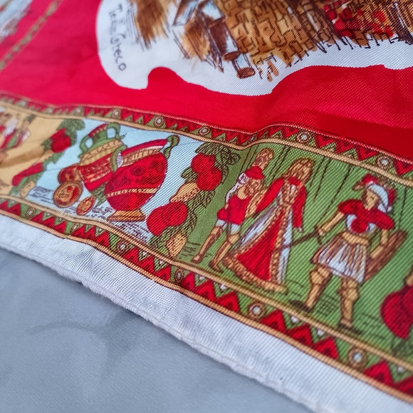 Vintage Italy Landmarks Silk Scarf Red Italian Cities Souvenir Scarf Palermo