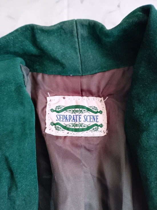 Vintage Women's Emerald Green Suede Blazer Jacket SEPARATE SCENE