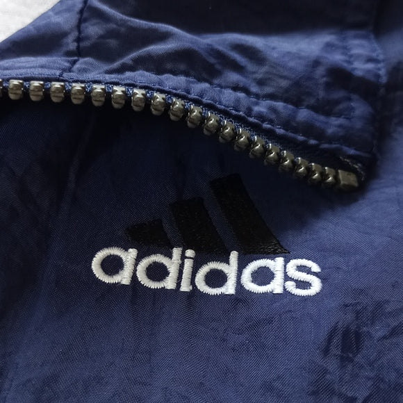 Vintage 90s Adidas Striped Blue Essential Windbreaker Jacket