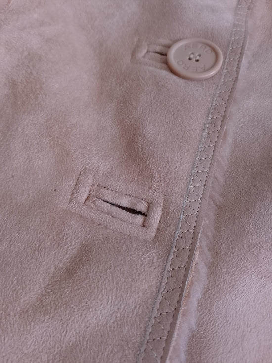 Y2K Areopostal Women’s Faux Shearling Collar Jacket in Blush