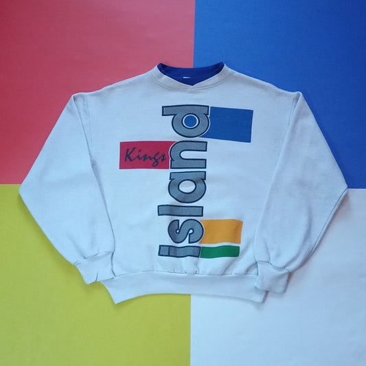 Vintage 90s KINGS ISLAND Graphic Colour Block Crewneck Sweater