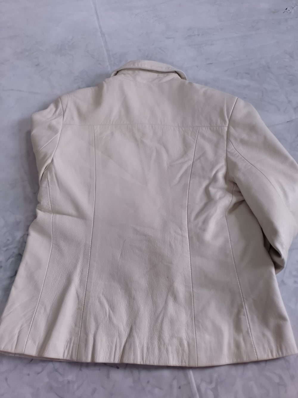 Women's Cream Zip-Front Leather Jacket Vera Pelle