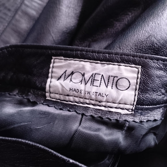 Vintage 90s MOMENTO MADE IN ITALY Black Leather Skirt
