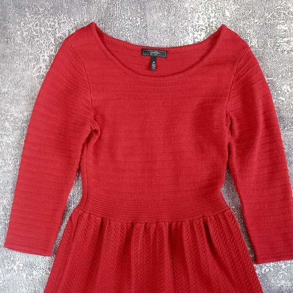 Jessica Simpson Red Dress Long Sleeve Doll Style