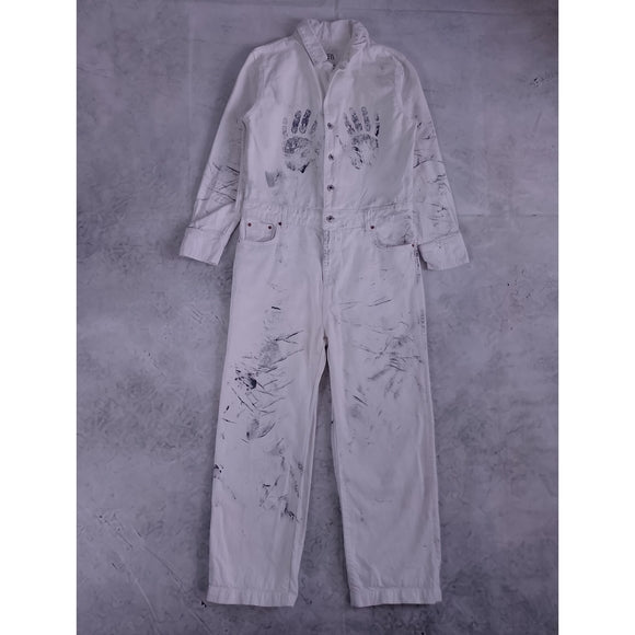 ZARA White Jumpsuit with Handprint Design