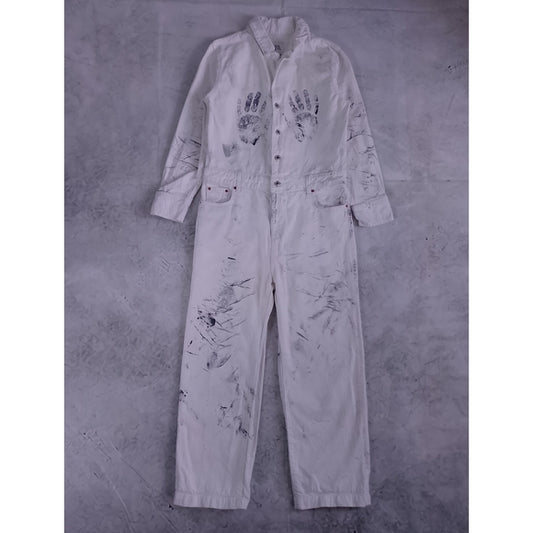 ZARA White Jumpsuit with Handprint Design