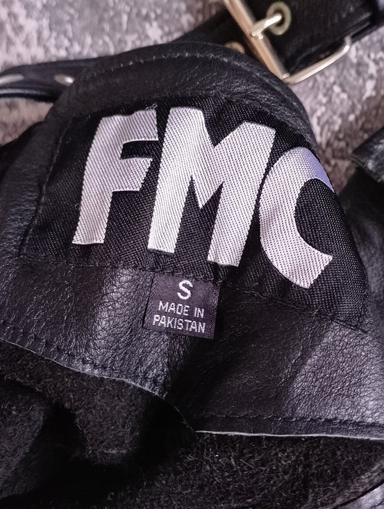 Vintage 90s FMC Black Leather Motorcycle Chaps