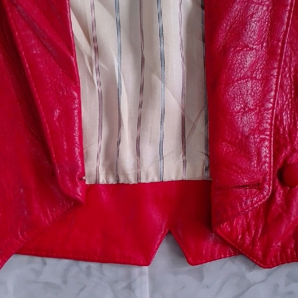 Vintage 80s Perino Ponti Women's Red Leather Jacket Bomber