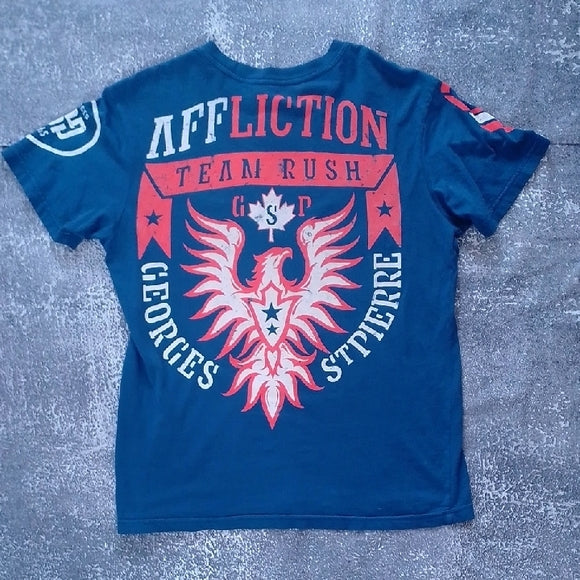 George St.Pierre Affliction Tee - Navy and Red RUSH