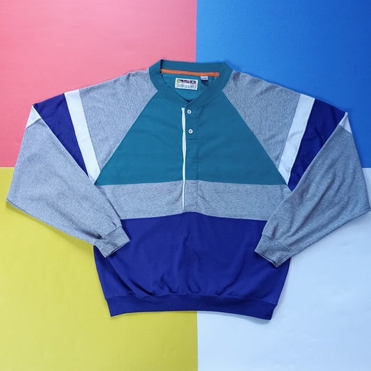 Vintage 90s Dad Retro Colour Block Crewneck Sweater