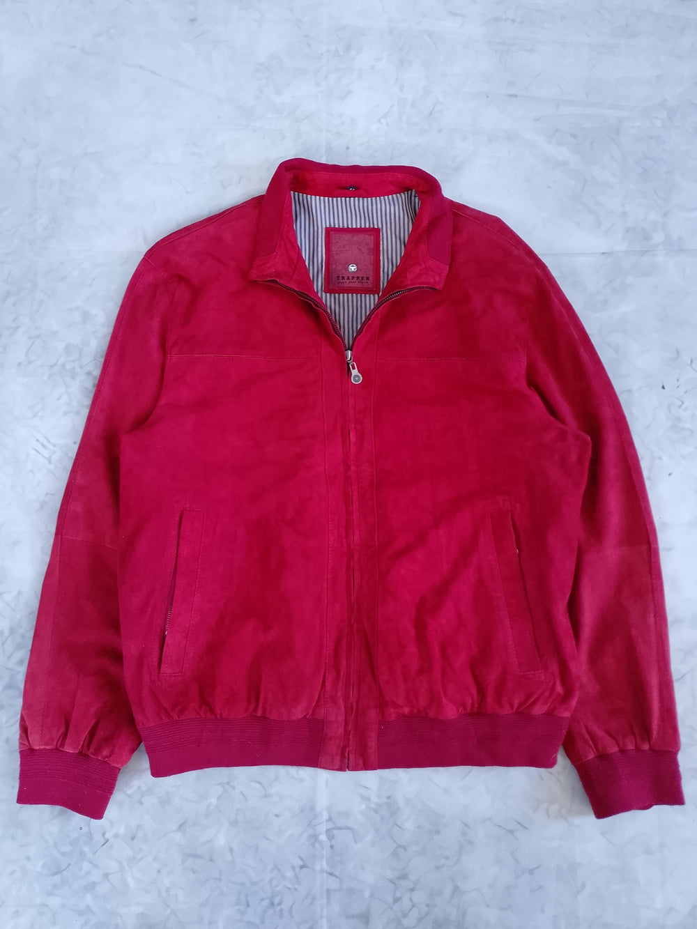 TRAPPER Brand Red Men's GOAT Suede Zip-Up Jacket
