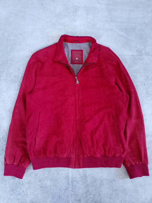 TRAPPER Brand Red Men's GOAT Suede Zip-Up Jacket