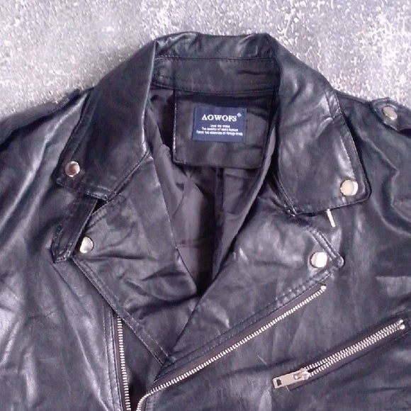 Black Faux Leather Biker Jacket