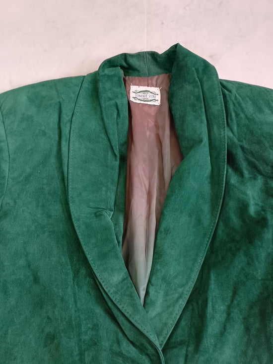 Vintage Women's Emerald Green Suede Blazer Jacket SEPARATE SCENE
