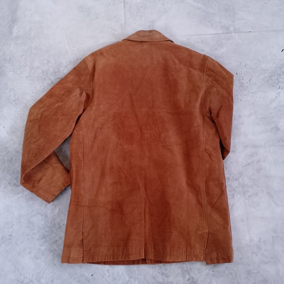 BRITCHES Men's Leather Suede Button-Front Jacket in Rust