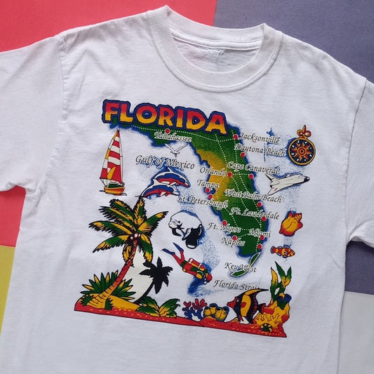 Vintage Florida With Cities/ Attractions Single Stitch Graphic T-Shirt Unisex