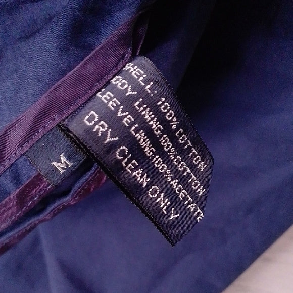 Vintage BURBERRY'S Navy Blue Jacket with Red Lining Embroidered UNISEX MAC COAT