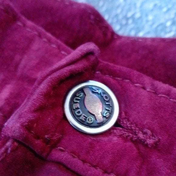 Vintage 90s SKOTTS SUEDE Vibrant Red LEATHER Pants WASHABLE