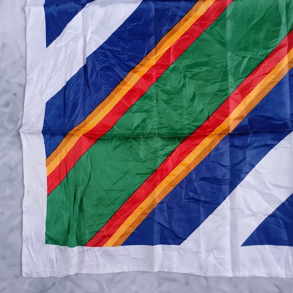 Totes Water-Repellent Striped Rain Scarf Blue & Green 26” Made in Japan