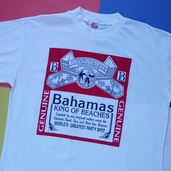 Vintage 90s Bahamas King Of Beaches Graphic Single Stitch T-Shirt