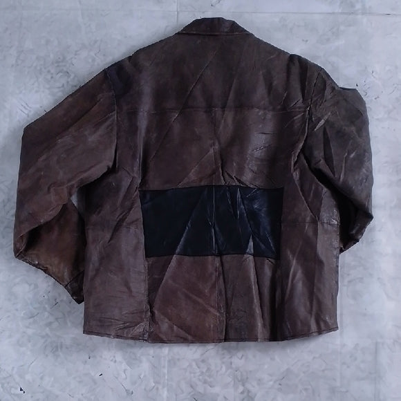 Vintage 90s NEVADA Brown Leather Jacket for Men