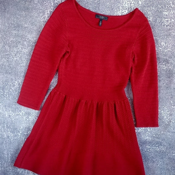 Jessica Simpson Red Dress Long Sleeve Doll Style