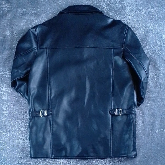 Vintage Classic Style Black Leather Jacket