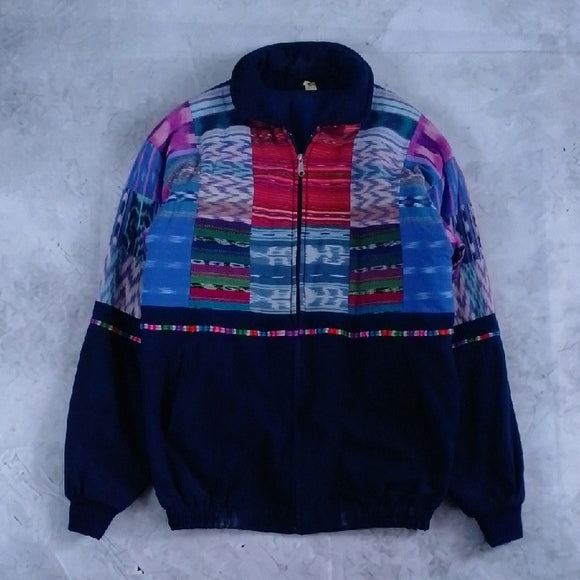Vintage Handmade Guatemalan Patchwork Jacket – Colourful Cotton Bomber