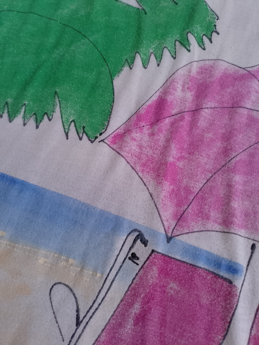 Vintage 90s HAND-DRAWN BAVARDO BEACH CLUB T-SHIRT Single Stitch