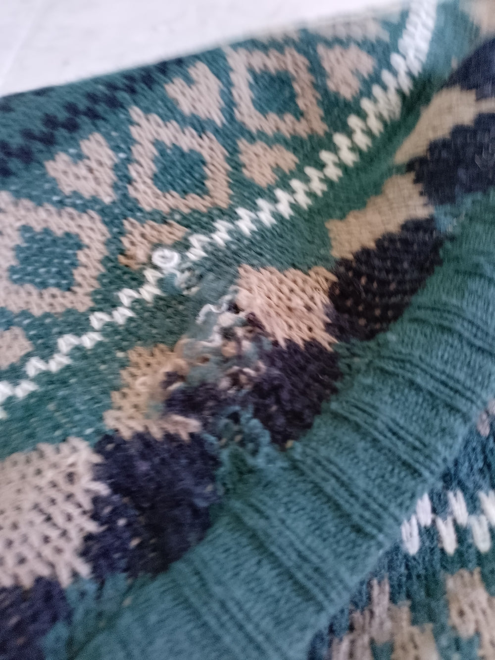 Vintage 90s Teal Patterned Men's Cardigan Sweater JONATHAN BRYAN