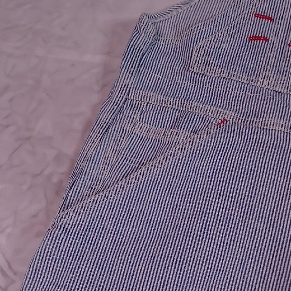 Vintage 1996 Bluenotes Train Conductor Railroad Striped Demim Overalls Workwear