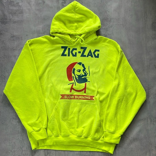 Zig Zag Rolling Papers Slow Burning Neon Green Hoodie Sweater UNISEX