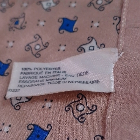 Vintage Made in Italy Paisley Scarf – Tan & Blue – 30” Square