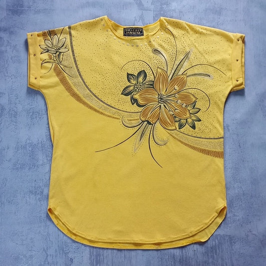 Vintage 90s Floral Graphic Print T-Shirt PICADILLY FASHIONS