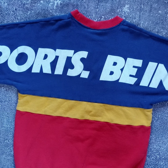 Vintage 90s NCAA Descente SPORTS. BE IN IT! FUNKY COLOUR BLOCK Crewneck Sweater